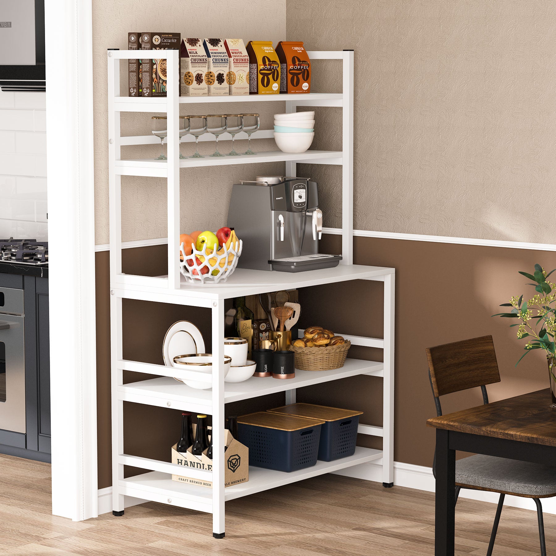 Bakers Rack with Hutch, Microwave Oven Stand